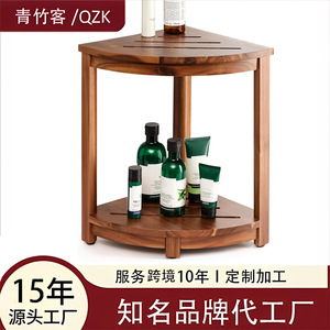 Étagère d'angle pour salle de bain Green Bamboo Guest Corner, en bois massif, 30 cm, étagère de rangement multi-usages pour salle de bain et douche - Product Image 5