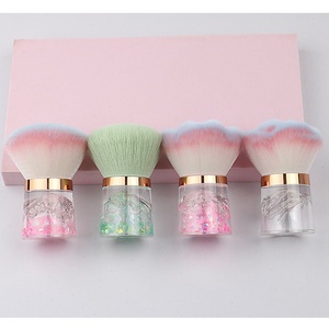 Brosse à poussière pour ongles en nylon avec manche en acrylique souple, rose et blanche, pour enlever la poudre de paillettes, pour la manucure et le nettoyage du maquillage - Product Image 3