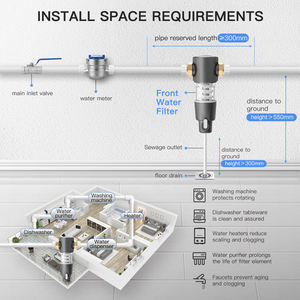 Système de pré-filtre à eau réutilisable de 40 microns purificateur d'eau de toute la maison en laiton de <span class=keywords><strong>3</strong></span>/4 pouces propre-lui-même pour le ménage - Product Image 6