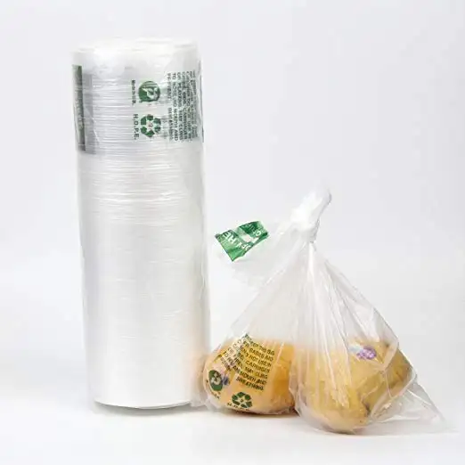 Supermercado Verduras frescas 18x24 11*17 Rollo de plástico transparente HDPE Producir bolsas en rollos