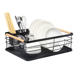 3 Pack Metal Dish Rack, Plate and Bowl Organizer for Kitchen Cabinets (Big  and Small, Black)