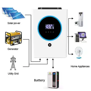 Inversor híbrido sin conexión a la red IP67 OEM, alta gama de entrada PV, 6KW, 120A, MPPT, 48V, LCD + pantalla LED para sistema Solar doméstico