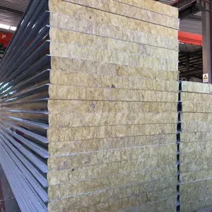 Sandwich Panel Roof Sheet 50mm 100mm 150mm Insulated Rock Wool Sandwich Panel For Wall Roof Panel Sandwich Rock Wool