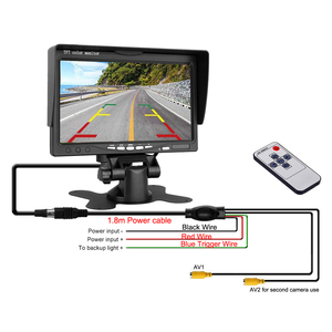 7 inch TFT xe HD Phía sau xem màn hình màn hình cho bãi đậu xe sao lưu máy ảnh sao lưu máy ảnh màn hình cho van xe tải với hai video đầu vào - Product Image 5