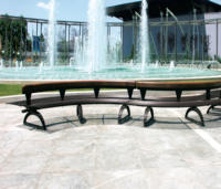 2021 Neues Design Beidseitige Sitzgelegenheit Halbmond-Form Metall-Holz-Bank