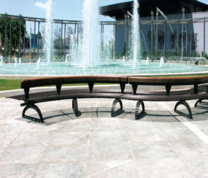 Banc en bois et métal en forme de demi-<span class=keywords><strong>lune</strong></span>, style <span class=keywords><strong>2021</strong></span>, sièges bilatéraux - Product Image 2