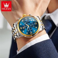 OLEVS jam tangan pria, 3652 fase bulan Dial jam Relojes Hombre untuk saya multifungsi baru