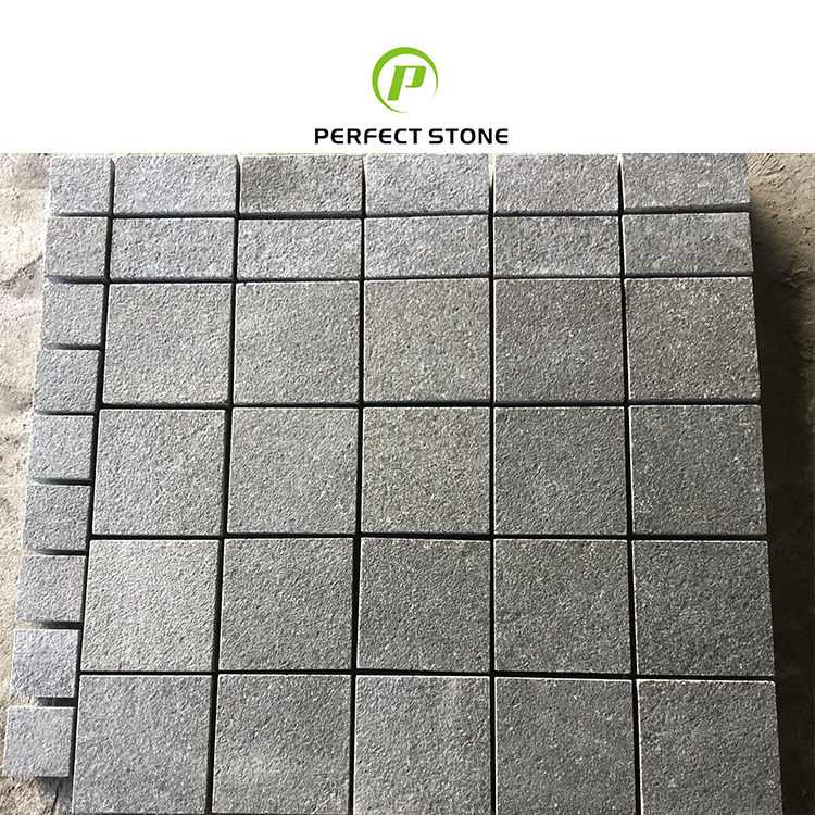 Giá rẻ ngoài trời Granite flamed pavers Granite lát Cube đá