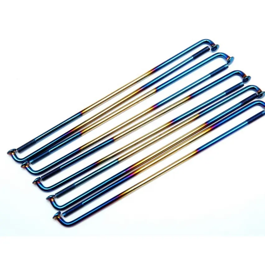 CQHZJ उच्च गुणवत्ता निर्माता प्रत्यक्ष बिक्री दोहरी रंग टाइटेनियम प्लेटेड स्पोक साइकिल व्हील रिम स्पोक स्टील वायर व्हील