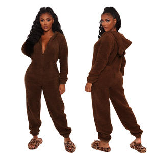 Winter Warm <strong>Pyjamas</strong> Women Cute <strong>Fluffy</strong> Fleece Jumpsuits Sleepwear Overall Plus Size Hooded One Piece Pajamas for <strong>Ladies</strong> - Product Image 3