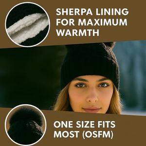 Knitted Thickened Letter Caps 2pcs Ski Warm Fur Pom Pom Beanies Scarf Unisex Fleece Lined Winter <b>Hats</b> Scarf Set Travel Y2K Style - Product Image 2