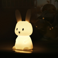 7 couleurs changeantes veilleuse Squishy lampe mignon Led respiration enfants petit bébé Silicone tactile lapin Pat jouet veilleuse lapin