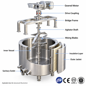 Cuve à fromage en acier inoxydable avec commande PLC pour <span class=keywords><strong>la</strong></span> production de fromage à <span class=keywords><strong>la</strong></span> crème et <span class=keywords><strong>la</strong></span> transformation laitière - Product Image 2
