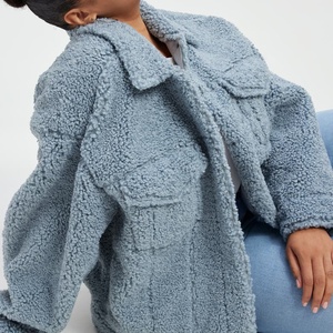 Veste d'hiver en polaire épaisse personnalisée grande taille pour femmes, veste oversize à épaules tombantes, veste de camionneur en peluche, manteau Sherpa pour femmes, vêtements d'extérieur - Product Image 5