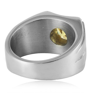 Yunnique – bague en acier inoxydable pour hommes, pierre précieuse rouge, sertie de pierres précieuses, alliance de mariage, design géométrique, bijoux de couleur argentée, FY21023 - Product Image 3