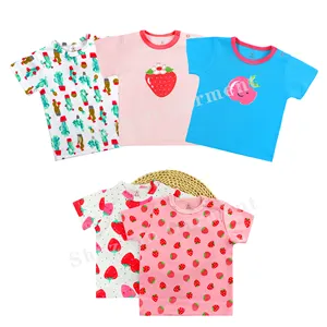 Wholesale Summer Baby Clothes Origin China Factory Boutique Ribbed Cotton 5 Pack Newborn Baby T-shirt Summer