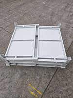 Boîte de rangement en acier solide pliable et empilable |   Conteneur métallique robuste avec entrée pour chariot élévateur pour entrepôt