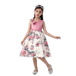 Abito da <span class=keywords><strong>bambina</strong></span> all'ingrosso con spalline oblique, stampa floreale, in chiffon, per feste, spettacoli e occasioni formali - Product Image 5