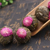 Boules de thé en fleurs classiques chinoises FINE SONGLUO, faites à la main, au thé vert aiguille d'argent, fleurs séchées de lys et d'osmanthus, Anhui