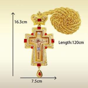 Collar de Cruz colgante de cuello cristiano católico, decoración de 120cm de largo, Metal chapada en religión tradicional, 120cm de largo - Product Image 6