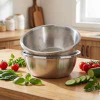 Passoire en acier inoxydable microporeuse, grand saladier pour laver les légumes, les fruits et le riz, et pour égoutter les pâtes cuites
