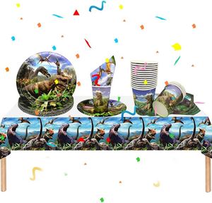 Juego de Vajilla Desechable con Temática de Dinosaurios para 24 Personas, Incluye Cuchillos, Cucharas y Tenedores de Plástico Modernos, Platos de Papel, Servilletas y Vasos - Product Image 3
