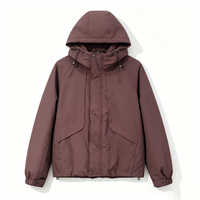 Parka Homme Coupe-vent Respirante Écologique à Capuche Coupe Classique avec Cordon de Serrage à la Taille, Manches Raglan, Poches à Rabat, Légère, Style Urbain