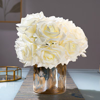 Bouquet de roses artificielles faites à la main, toucher réel, hydratant, 5 tiges, design moderne pour mariage, fête des mères, décoration intérieure