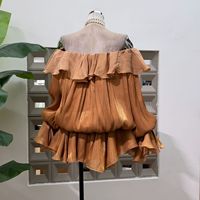 Robe élégante pour femme, nouvelle collection automne 2026, à volants, à fleurs, à une épaule, à manches longues