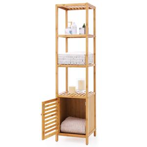 Support de rangement personnalisé d'usine avec porte <span class=keywords><strong>en</strong></span> bambou <span class=keywords><strong>Meuble</strong></span> <span class=keywords><strong>pour</strong></span> vasque de salle de bain Présentoir à 4 niveaux <span class=keywords><strong>en</strong></span> bambou - Product Image 6