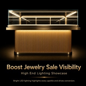 Vitrine à <span class=keywords><strong>bijoux</strong></span> rectangulaire <span class=keywords><strong>LED</strong></span> personnalisable avec verre trempé, présentoir haut de gamme pour boutique - Product Image 2