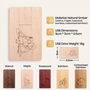 <b>New</b> Bamboo Wood USB Flash Drive 16GB Business <b>Card</b> Custom Logo Engraved Graduation Gift 1-<b>Year</b> Warranty - Product Image 4