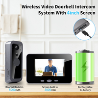 Système de sécurité domestique à écran 4 pouces 5000mAh + 3000mAh Caméra de sonnette sans fil extérieure étanche 2.4G TF Card Video Door Phone