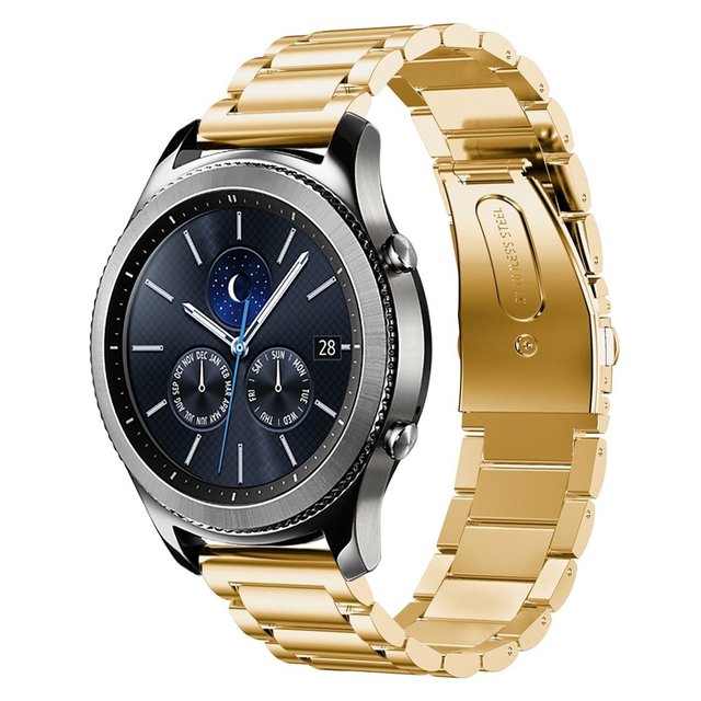 KeepWin Samsung Galaxy Watch 3 Fit 2 Stainless Steel Watch Bands Strap 20 mm with Gold Button 24mm 22mm 18mm 16mm