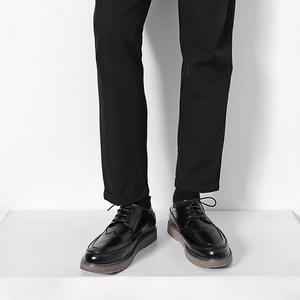 Chaussures de mariage pour hommes printemps/été respirantes à bout rond en cuir véritable à lacets style rétro pour affaires et occasions décontractées - Product Image 4