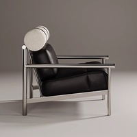 Fauteuil individuel vintage Wabi-Sabi, design créatif en acier inoxydable, style Bauhaus, mobilier de loisirs antique pour hôtel