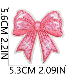 批发粉色可爱蝴蝶结补丁新款少女漂亮粉色蝴蝶结补丁刺绣铁服装卡车司机帽子补丁 - Product Image 3