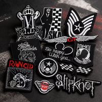 Patchs brodés thermocollants ou à coudre, motifs Punk Ska Rock, Crâne, Aile, Couronne, Damier, Racing, Rudie