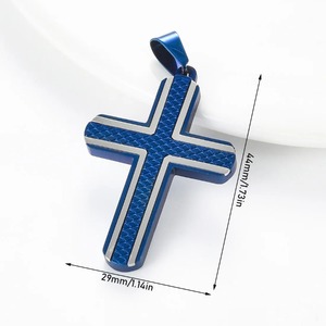 Colgantes <span class=keywords><strong>de</strong></span> collar con patrones <span class=keywords><strong>de</strong></span> rombos <span class=keywords><strong>de</strong></span> acero inoxidable para hombres y mujeres, color negro y azul, elegantes regalos <span class=keywords><strong>de</strong></span> joyería <span class=keywords><strong>de</strong></span> fe <span class=keywords><strong>de</strong></span> <span class=keywords><strong>Jesucristo</strong></span> - Product Image 6