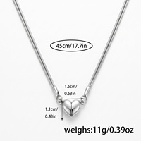 Collier magnétique en forme de cœur en acier inoxydable plaqué or 18 carats, double chaîne en os de serpent, bijoux pour couples