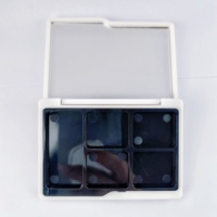 Étui de palette de maquillage rectangulaire à couvercle rabattable en ABS et PP, moulé par injection, couleur personnalisée, marque privée, vide, portable, de voyage, écologique, pour fard à joues