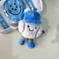 Porte-clés en peluche de baseball personnalisé en gros, casquette bleue, mignon, figurine de sport en peluche, breloque pour sac à dos, jouet pour machine à griffes, petit cadeau