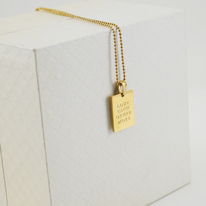 Zogxin Stainless Steel Rectangular Pendant Necklace 18K Gold Plated English Letter Clavicle Chain For Women Daily Wear - Product Image 2