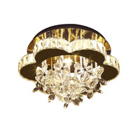 Lustre moderne de luxe en forme de fleur de cristal, LED, contrôle par application, intensité réglable, plafonnier encastré, éclairage domestique pour salon