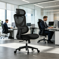 Nouvelle Chaise de Bureau Exécutive Pivotante Moderne Noire 2026 avec Appui-tête Ergonomique 3D Entièrement Câblée