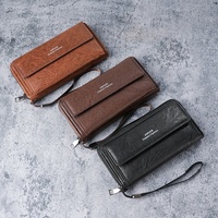 Portefeuille Homme Transfrontalier en PU, Grande Capacité, Multi-compartiments, Décontracté, Nouveau Style, Pochette Téléphone et Monnaie, Fabriqué en Chine
