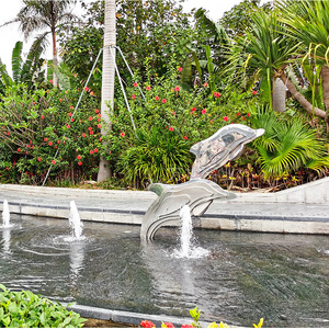 Escultura de Delfín de Acero Inoxidable, Decoración de Jardín para Exteriores, Forma de Animal Moderna, Acabado Pulido, Arte de Paisajismo Independiente - Product Image 3