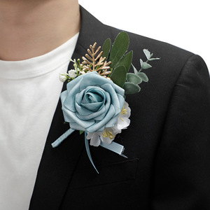 Flor de Muñeca para Novia y Dama de Honor, Ramillete de Pecho de Seda con Rosas Estilo Europeo para Padrino de Boda, Baile de Graduación - Product Image 4