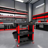 Chariot de detailing automobile à 3 niveaux et chariot de valet, organisateur de rangement multifonctionnel à roulettes pour lavage de voiture, garage, atelier