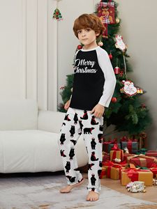 Pijamas de Natal Personalizados para Família, Tamanho Grande, Térmicos, de Poliéster, Manga Longa, Preto e Branco, Baixo MOQ, Dropshipping - Product Image 4